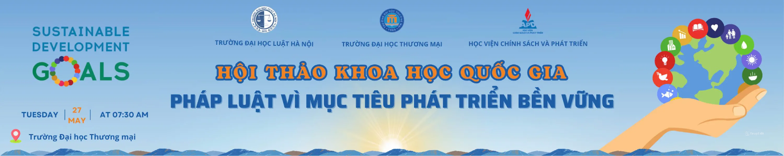 THƯ MỜI CHUYÊN GIA VIẾT BÀI VÀ THAM DỰ HỘI THẢO KHOA HỌC QUỐC GIA "PHÁP LUẬT VÌ MỤC TIÊU PHÁT TRIỂN BỀN VỮNG"