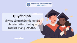 QUYẾT ĐỊNH CÔNG NHẬN TỐT NGHIỆP CHO SINH VIÊN ĐẠI HỌC CHÍNH QUY KHÓA 57 VÀ KHÓA CŨ CHUYÊN NGÀNH QUẢN LÝ KINH TẾ